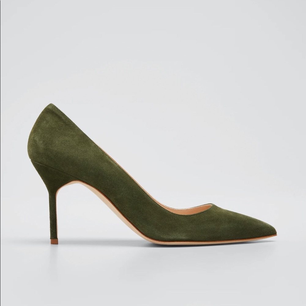 Manolo Blahnik BB 70 mm military green suede,